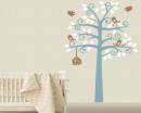 Tall Tree with Birds Leaves Shelf Tree Vinyl Decals Nursery Stickers